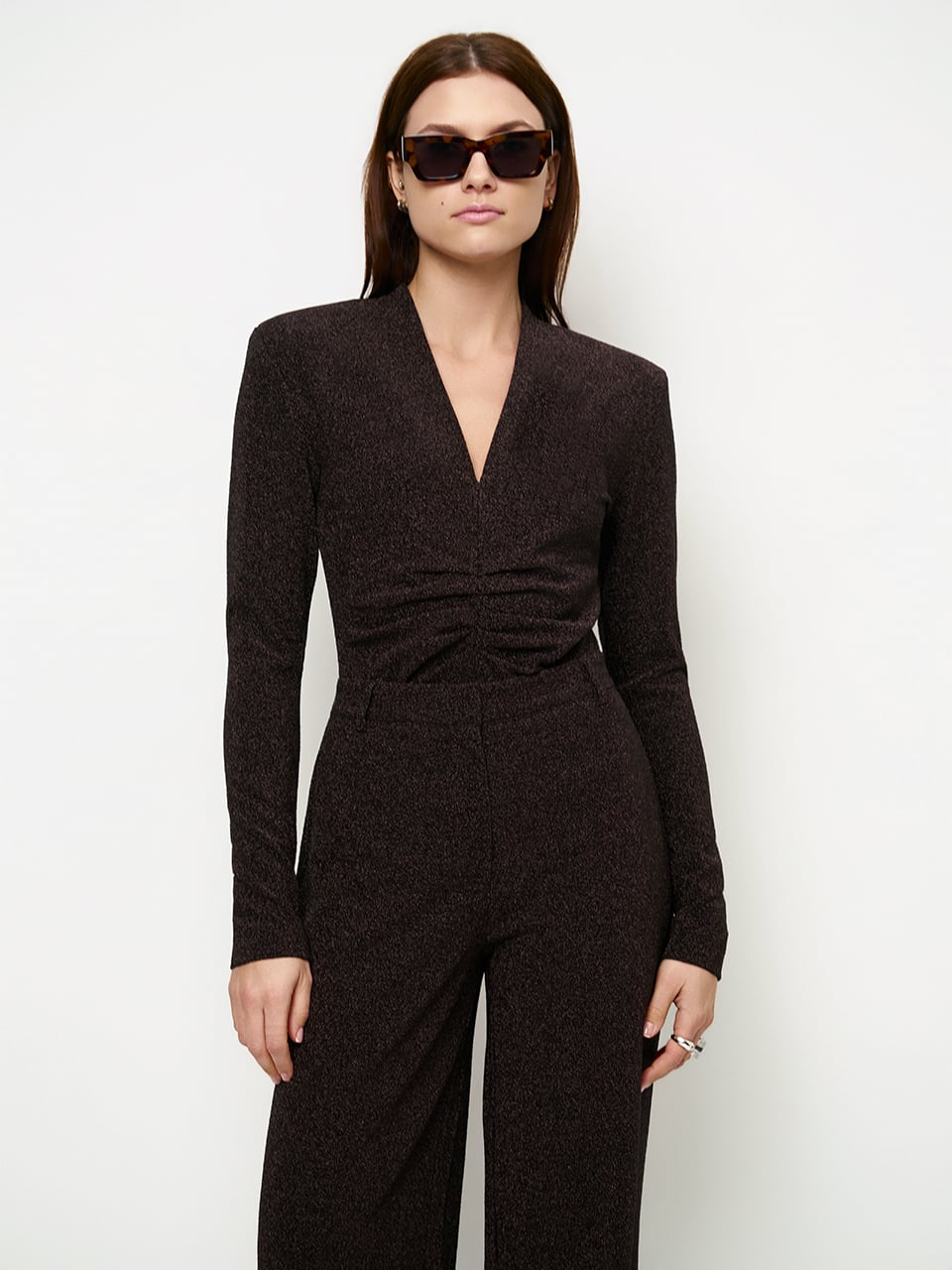 Dante6 - Healey lurex V-neck bodysuit-voorzijde