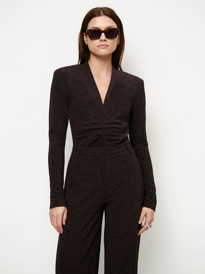 Dante6 - Healey lurex V-neck bodysuit-voorzijde