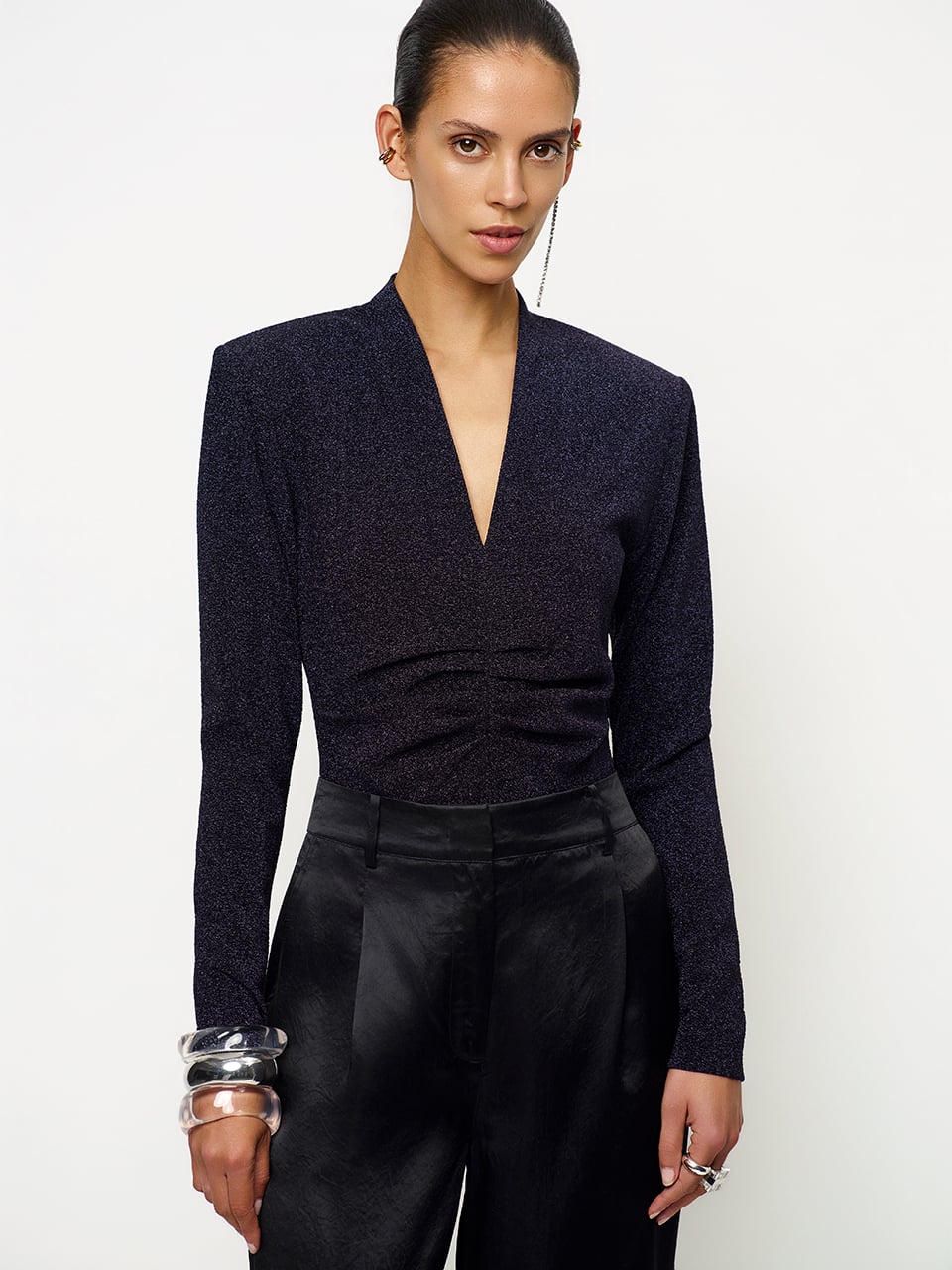 Dante6 - Healey lurex V-neck bodysuit-voorzijde