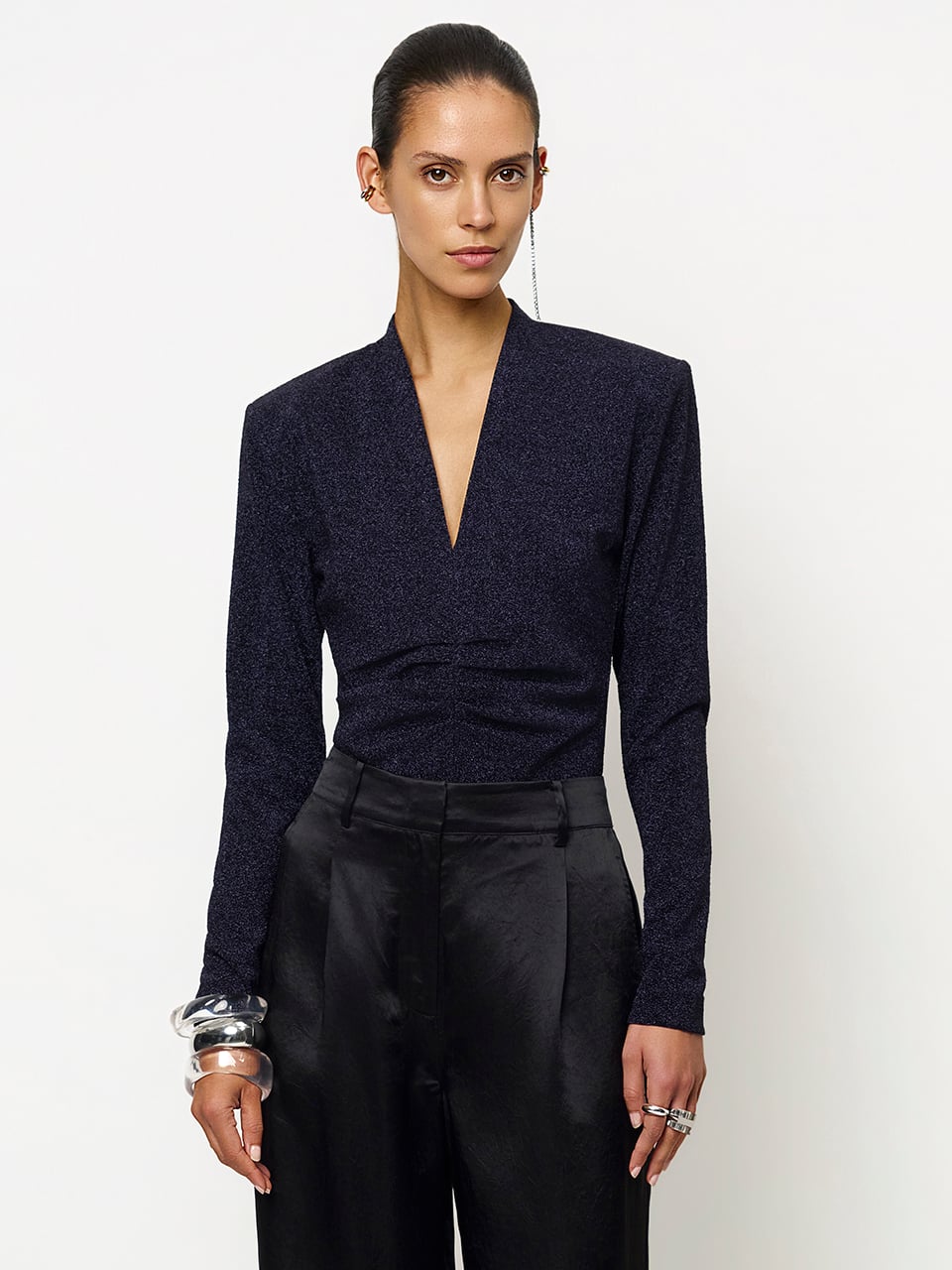 Dante6 - Healey lurex V-neck bodysuit-voorzijde
