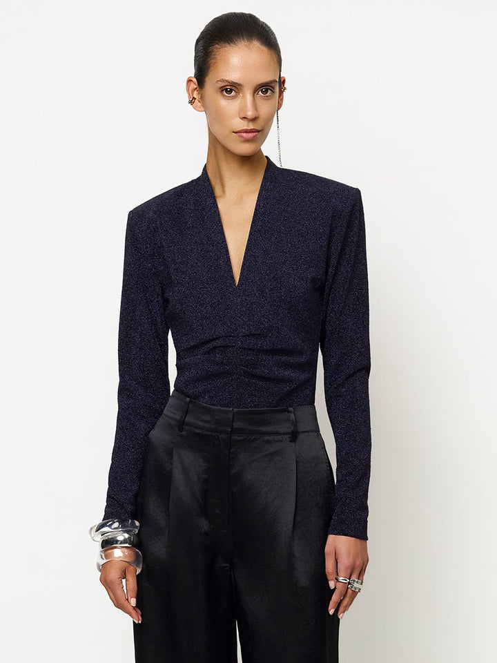 Dante6 - Healey lurex V-neck bodysuit-voorzijde