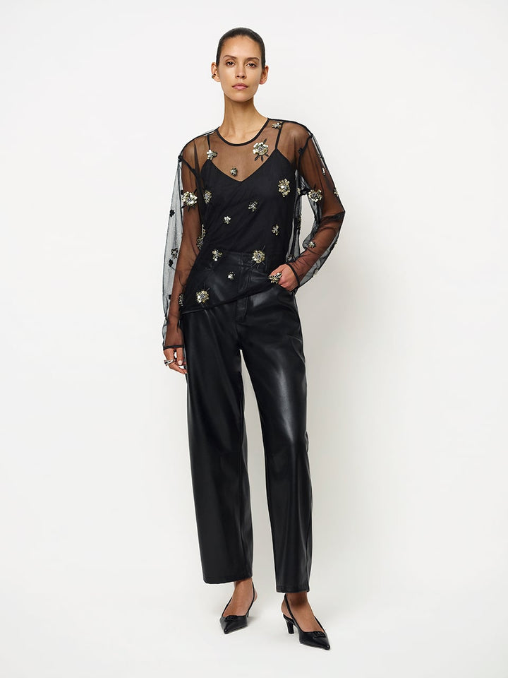 Dante6 - Opalite embellished tulle top-vooraanzicht