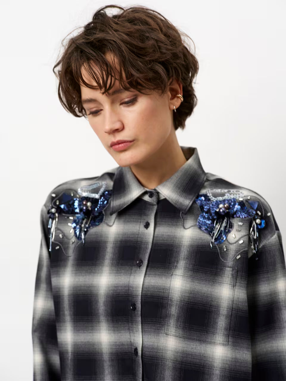 Dante6 - Eason Check Embellished Shirt