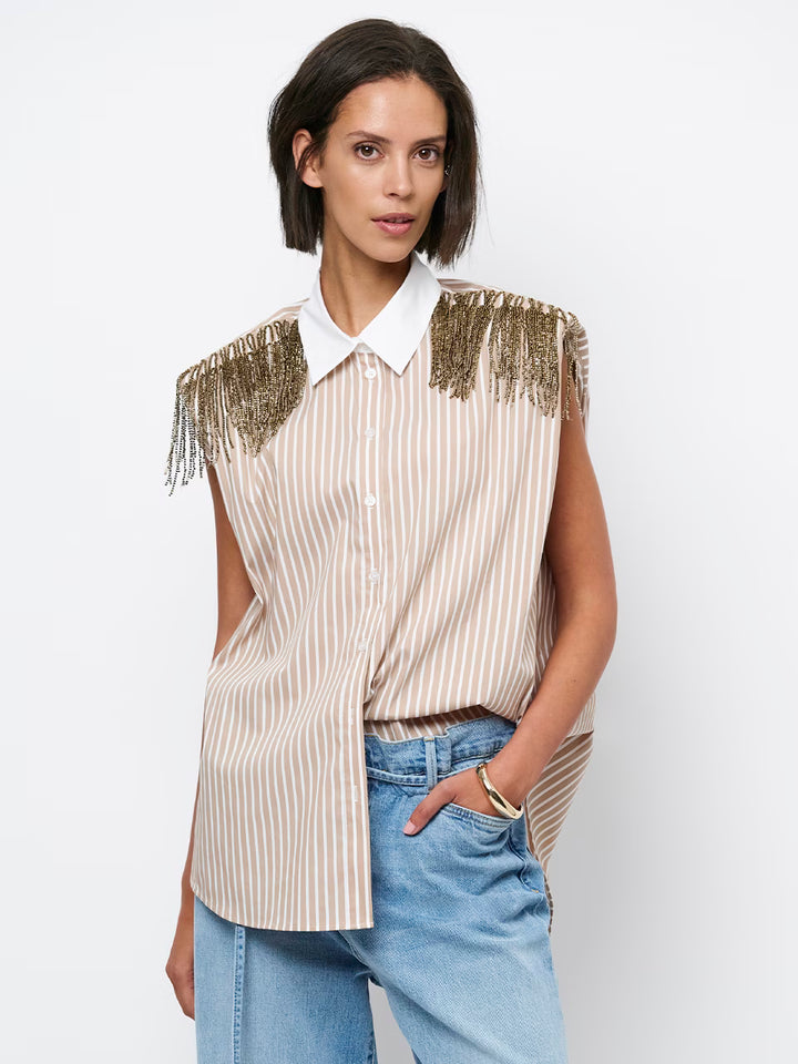 Dante6 - Rhobin sleeveless fringe detail shirt