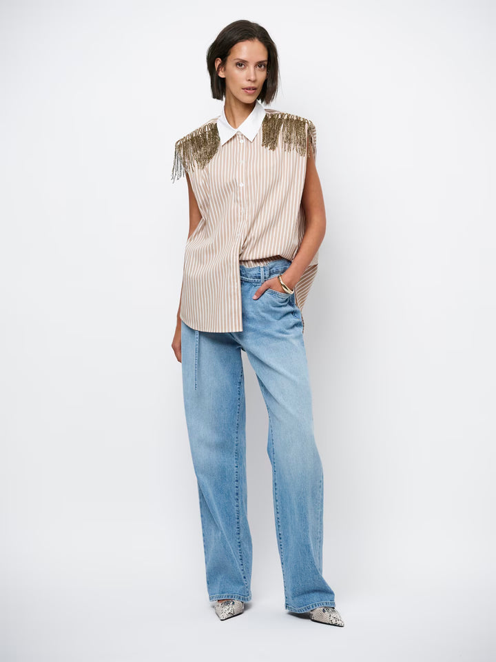 Dante6 - Rhobin sleeveless fringe detail shirt
