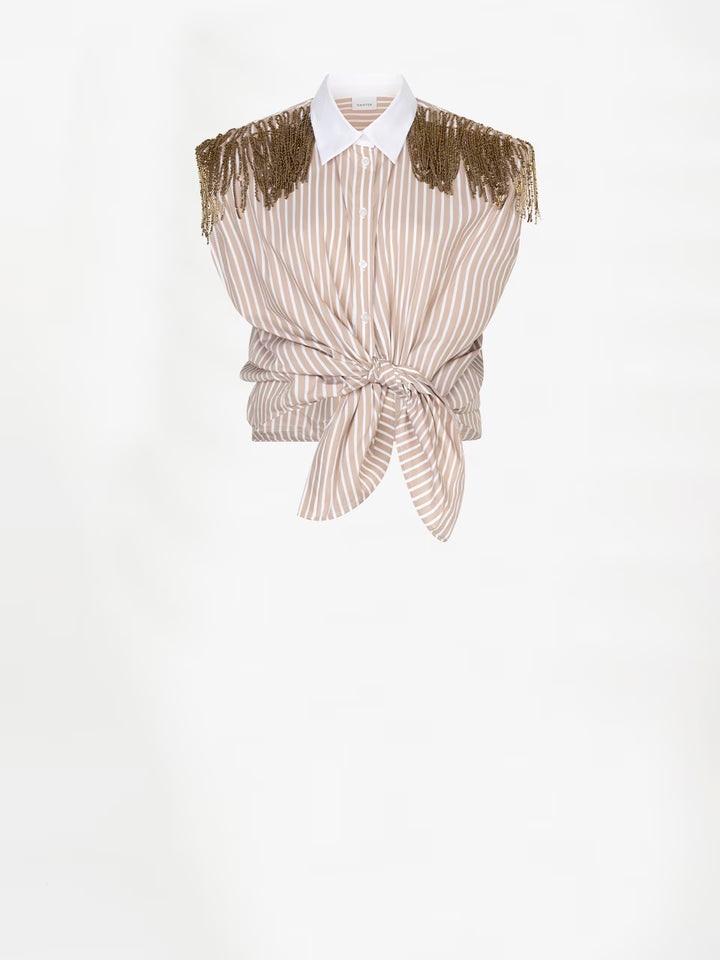 Dante6 - Rhobin sleeveless fringe detail shirt