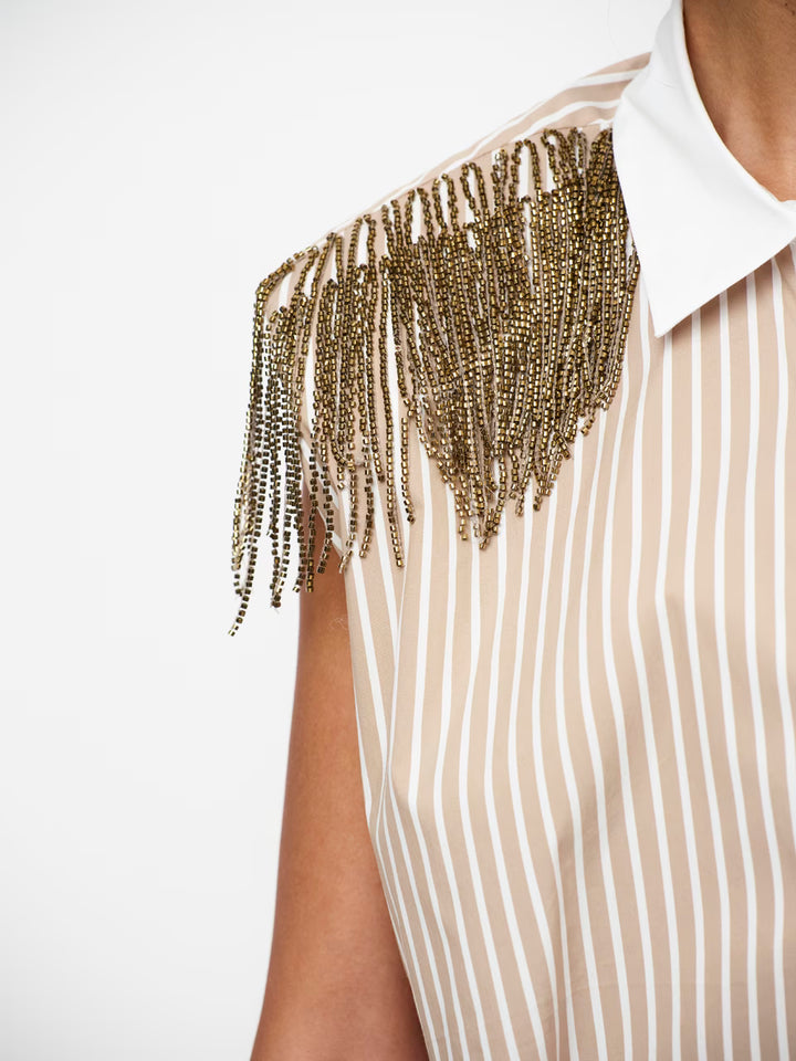 Dante6 - Rhobin sleeveless fringe detail shirt