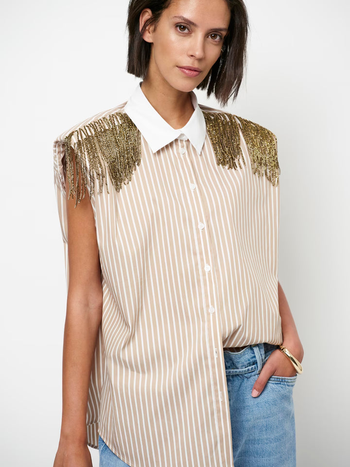 Dante6 - Rhobin sleeveless fringe detail shirt