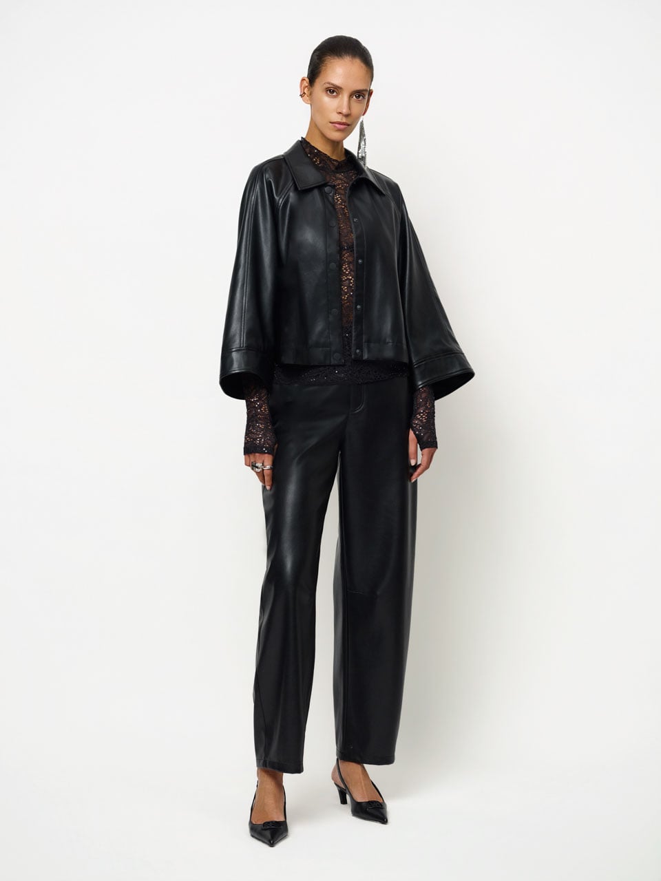 Dante6 - Silence faux leather barrel pants-vooraanzicht