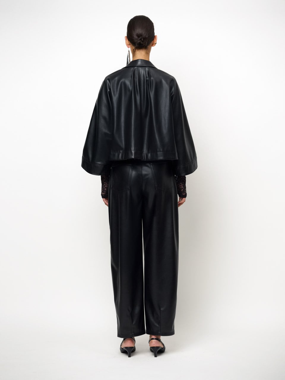 Dante6 - Silence faux leather barrel pants-achteraanzicht