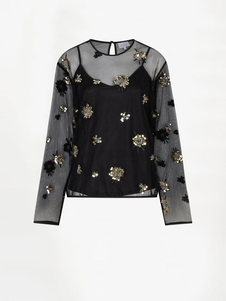 Dante6 - Opalite embellished tulle top-packshot
