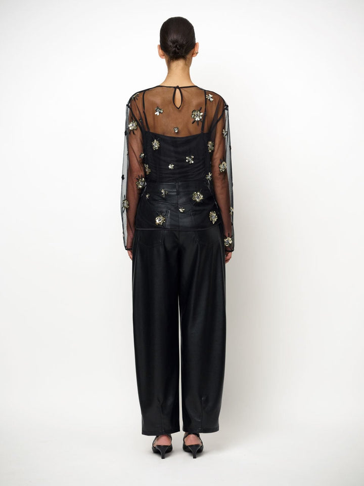 Dante6 - Opalite embellished tulle top-achteraanzicht