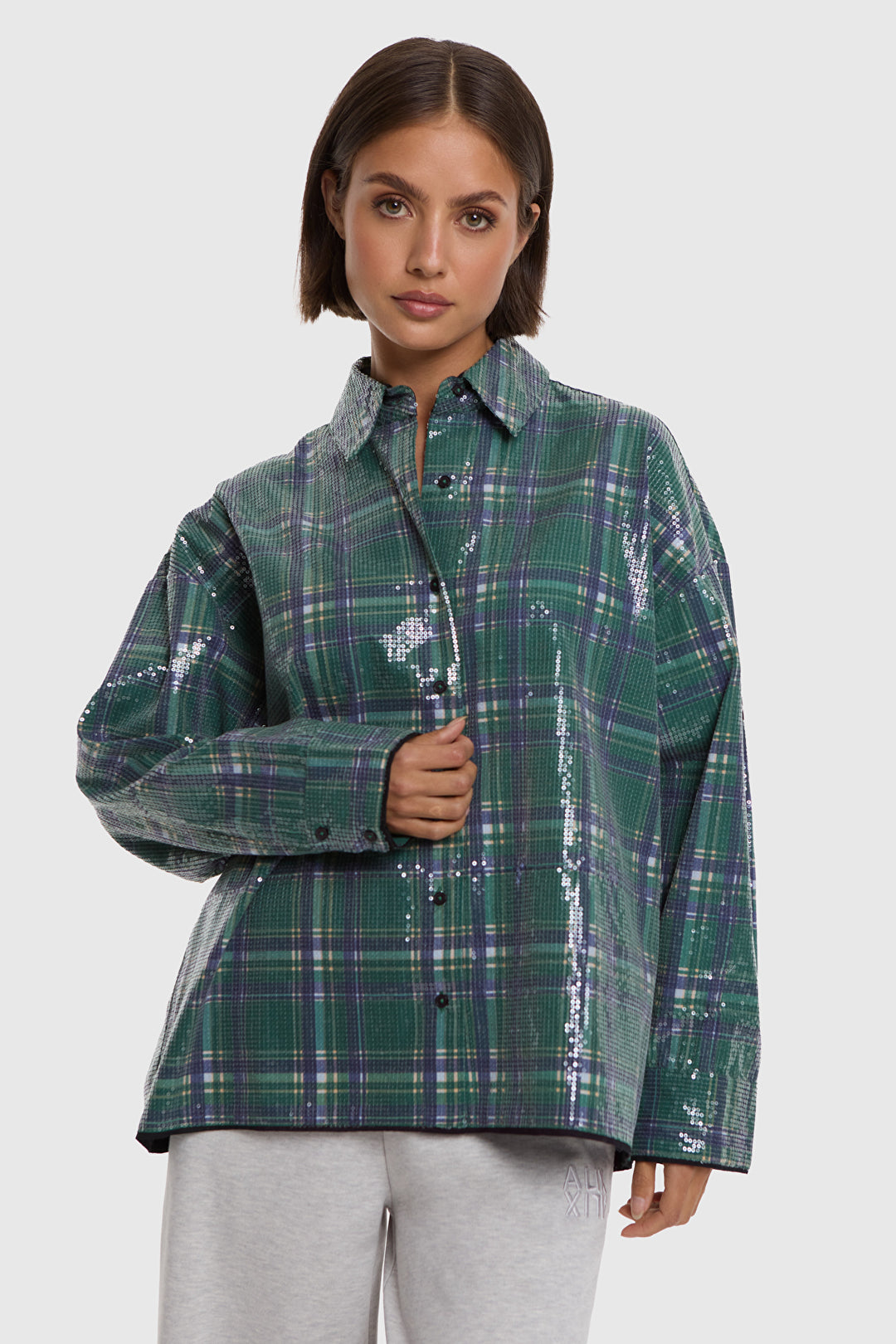 ALIX The Label - SEQUINS CHECK BLOUSE-vooraanzicht