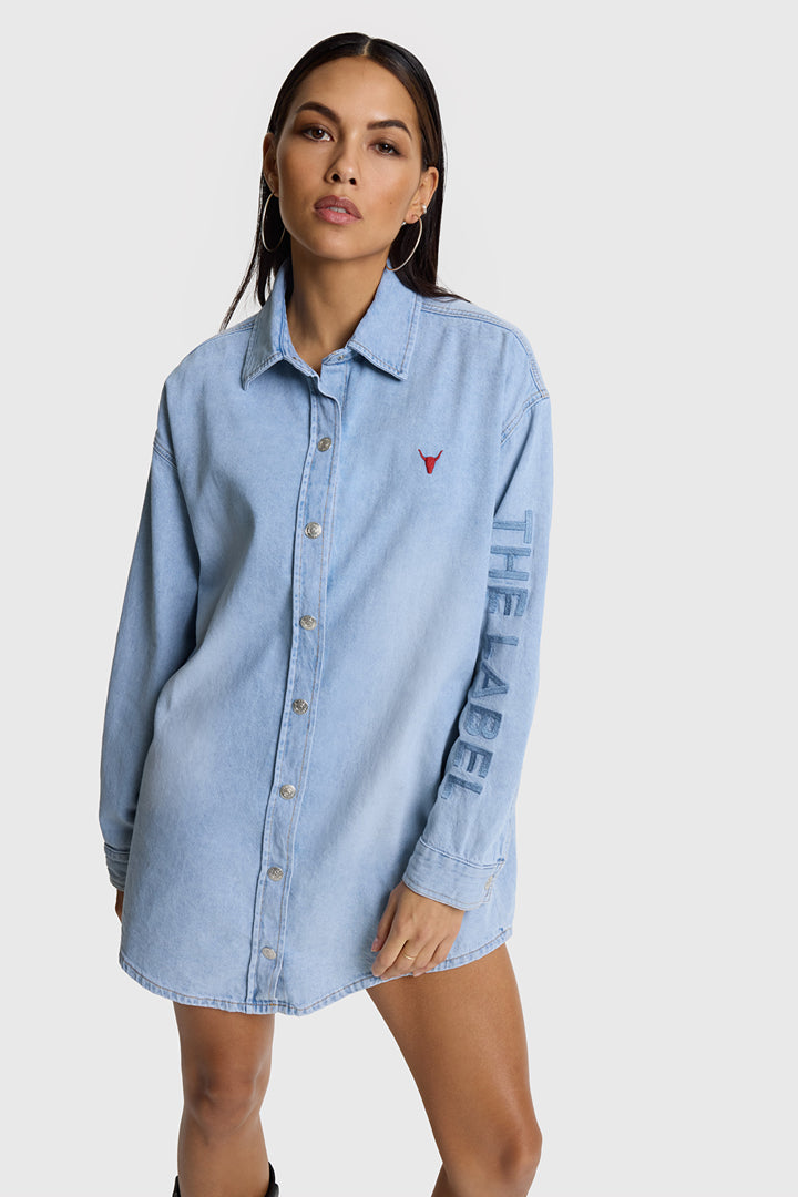 Alix The Label - DENIM OVERSIZED BLOUSE-vooraanzicht