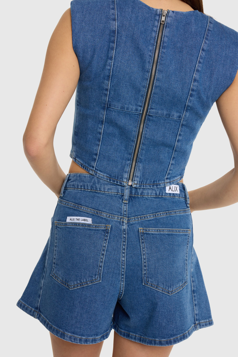 Alix The Label - Denim Corset Top-achteraanzicht