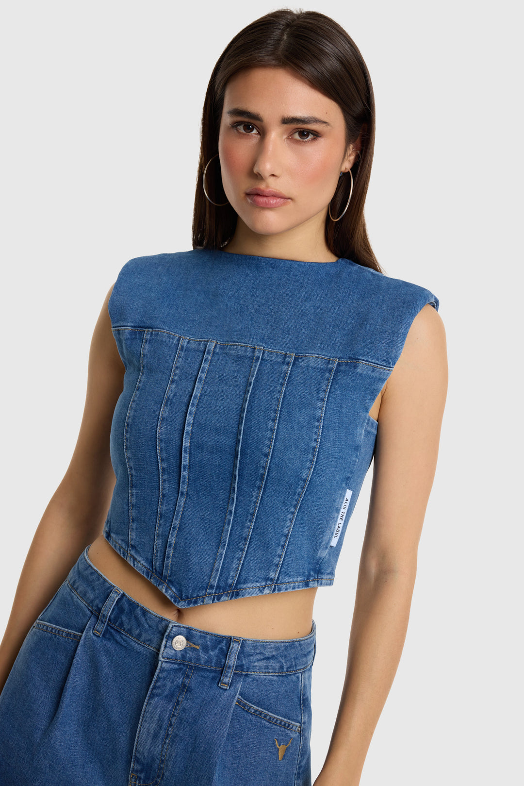 Alix The Label - Denim Corset Top-vooraanzicht