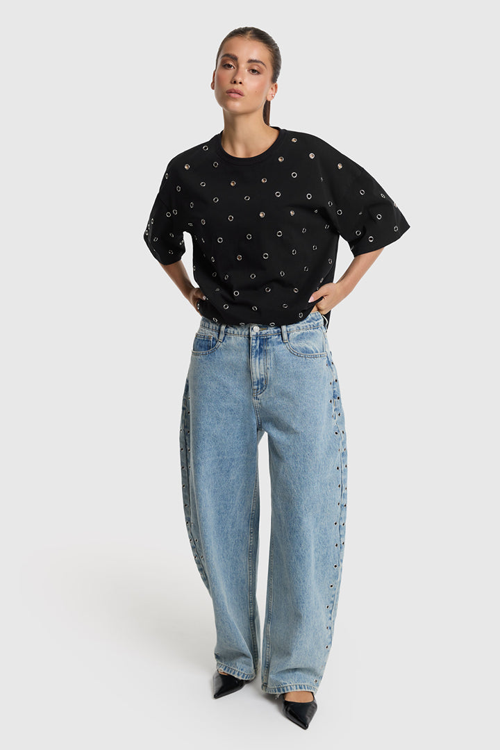 Alix The Label - EYELET T-SHIRT-voorzijde