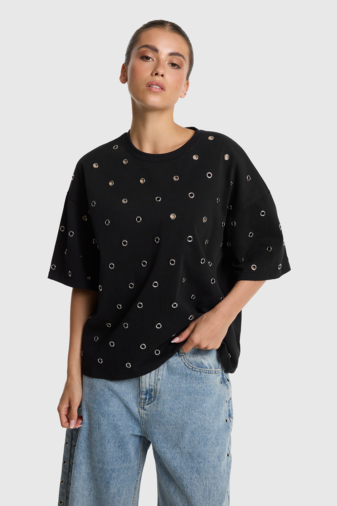 Alix The Label - EYELET T-SHIRT-vooraanzicht