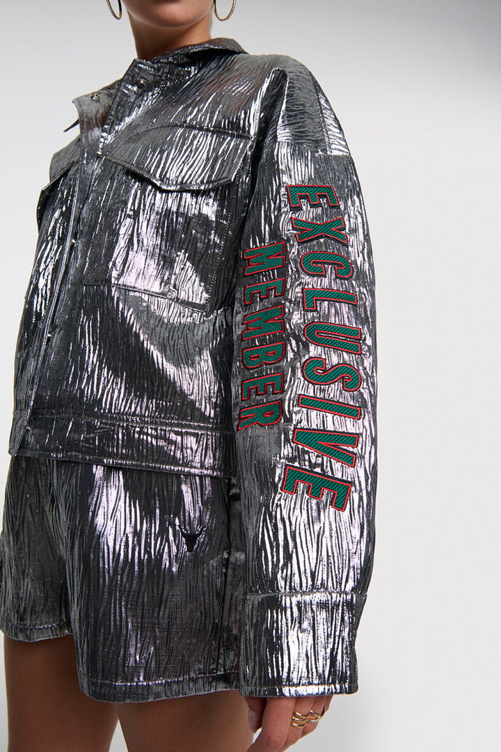 Alix The Label - SILVER ARTWORK JACKET-zijaanzicht
