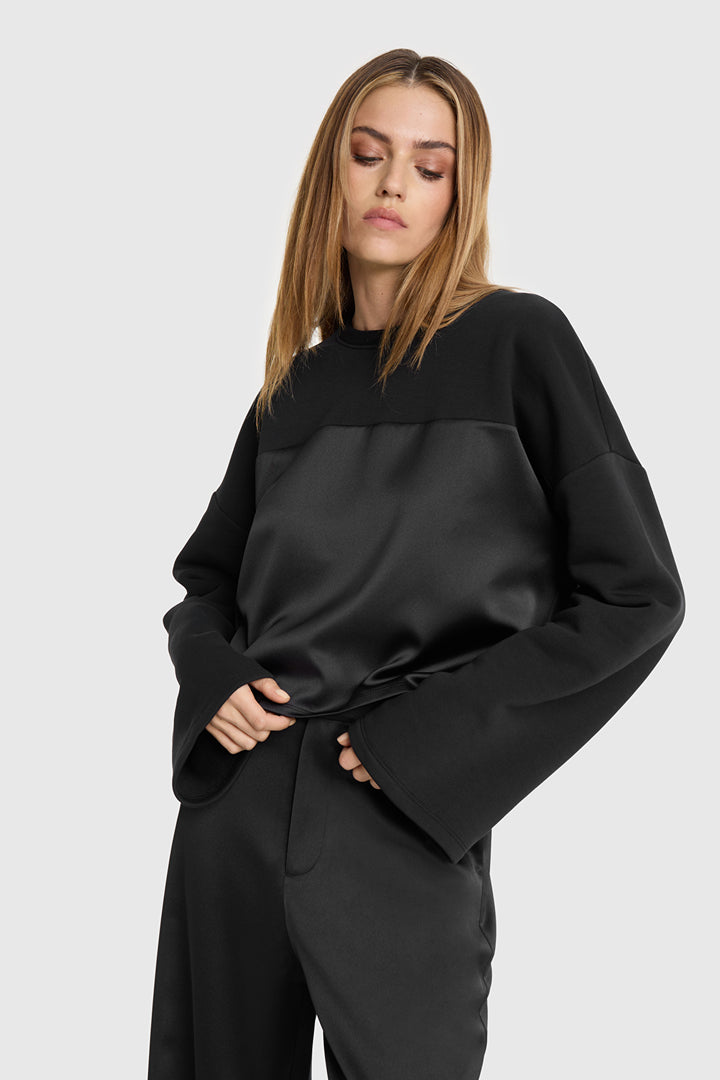 Alix The Label - Satin Mix Sweater-vooraanzicht