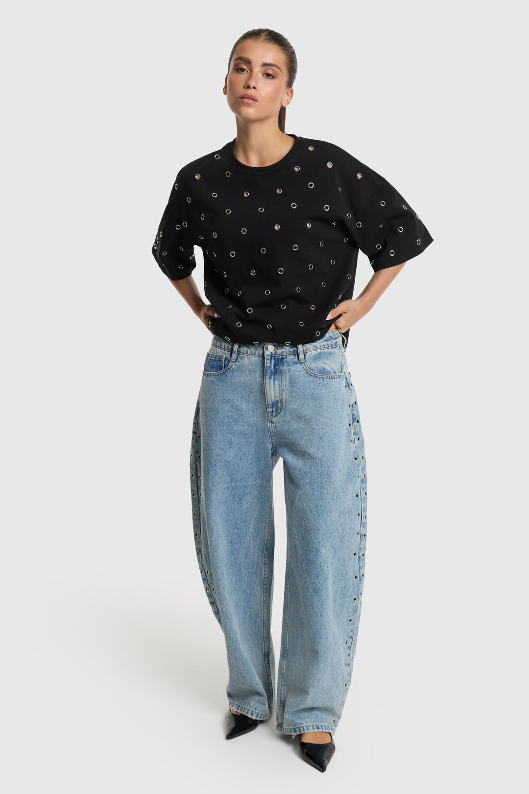 Alix The Label - Studded Barrel Pants-vooraanzicht