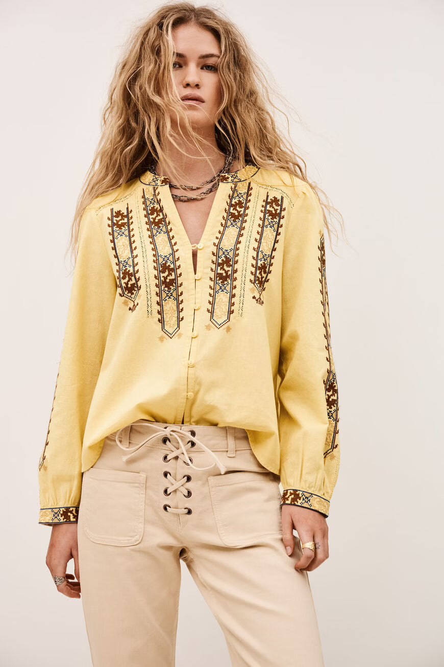 Ba&sh - FAUSTINA geborduurde blouse met mouwen-vooraanzicht