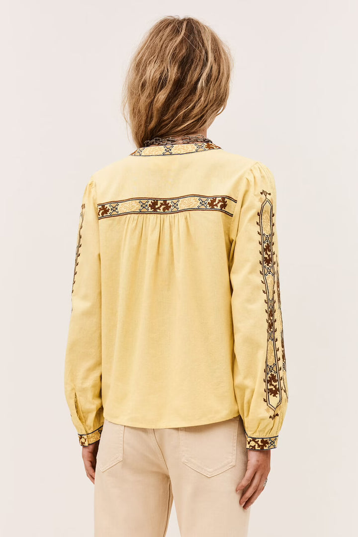 Ba&sh - FAUSTINA geborduurde blouse met mouwen-achteraanzicht