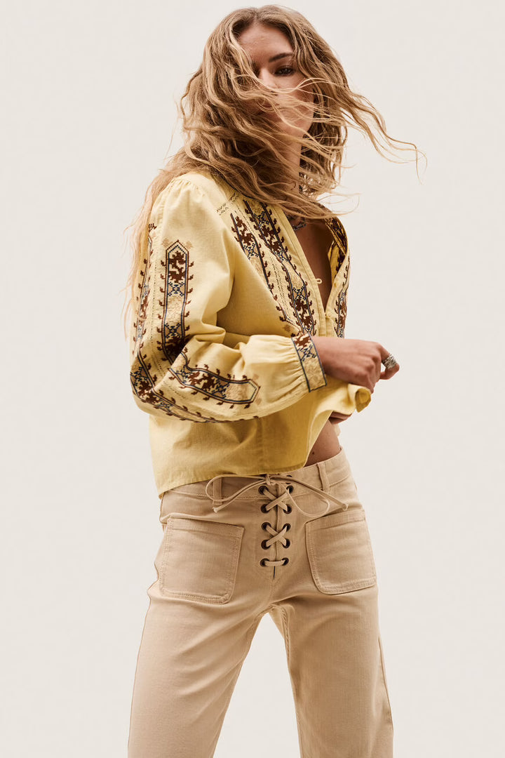 Ba&sh - FAUSTINA geborduurde blouse met mouwen-look