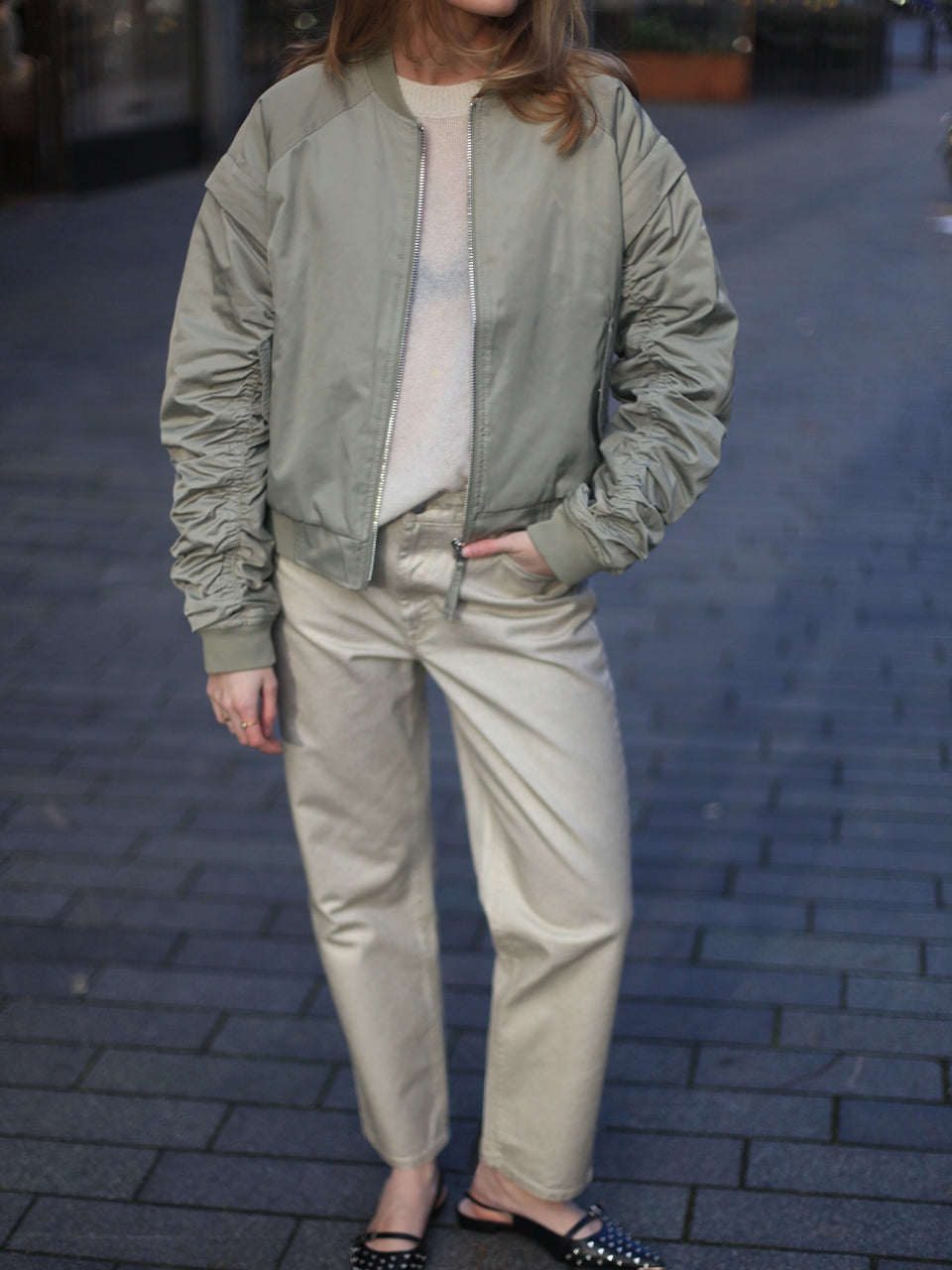 Dante6 - Axelle Metallic Straight Cropped Jeans-volledige outfit