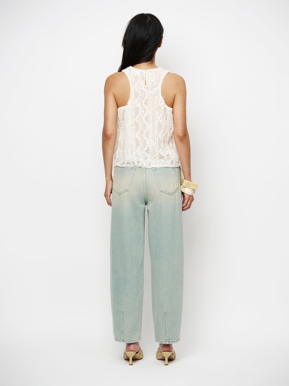 Dante6 - Brave Fringed barrel leg jeans-achteraanzicht