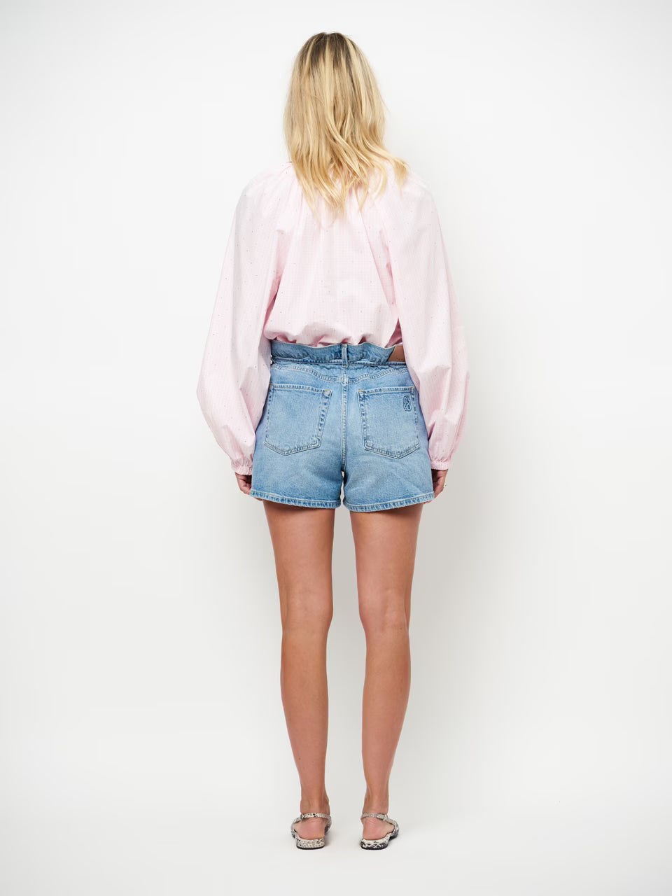 Dante6 - Drift belted denim short-achteraanzicht