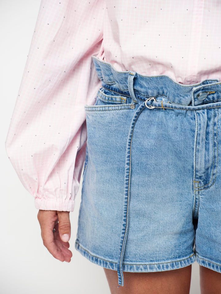Dante6 - Drift belted denim short-detailfoto voorkant