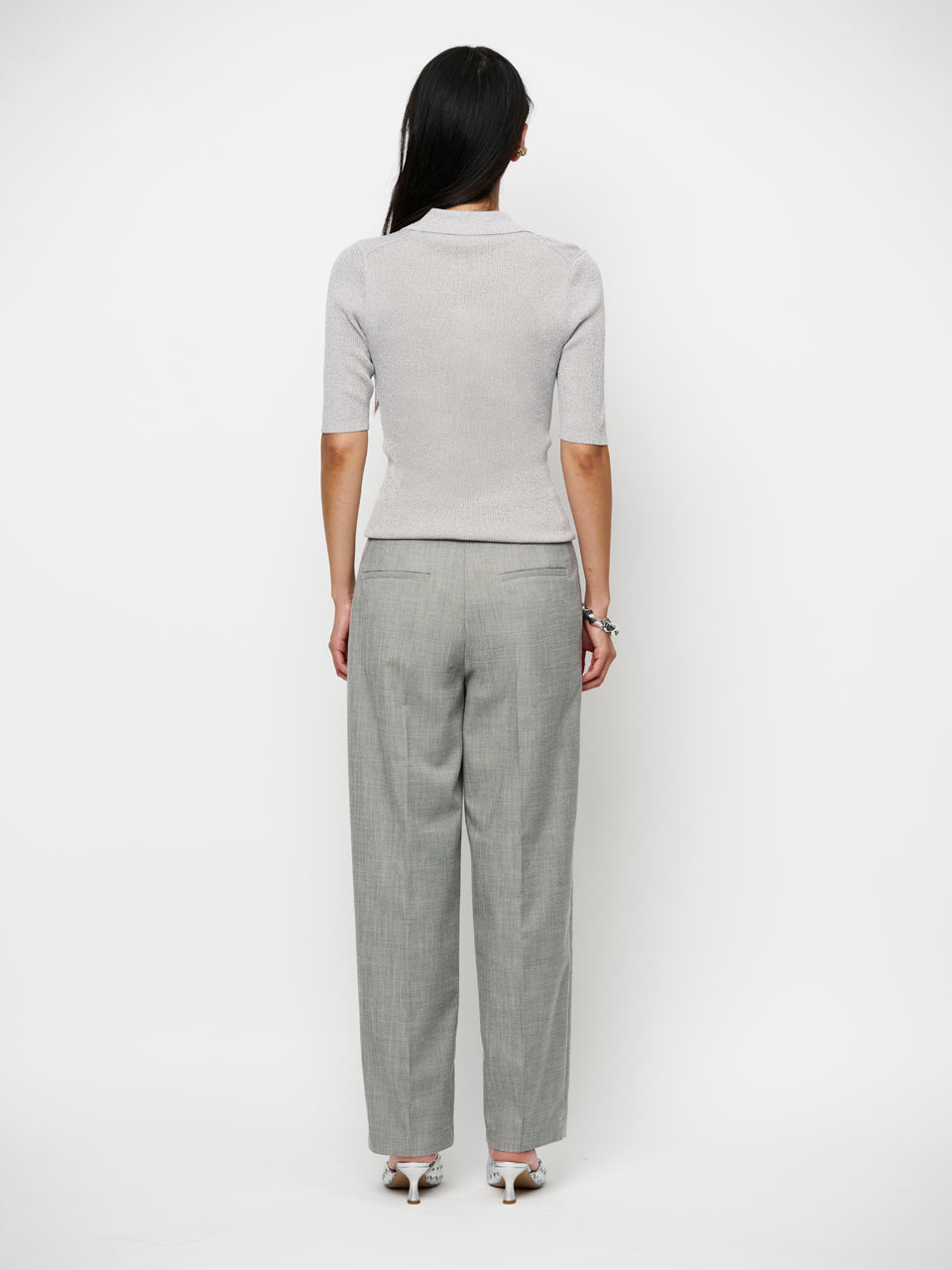 Dante6 - Fayza metallic knitted polo-achteraanzicht