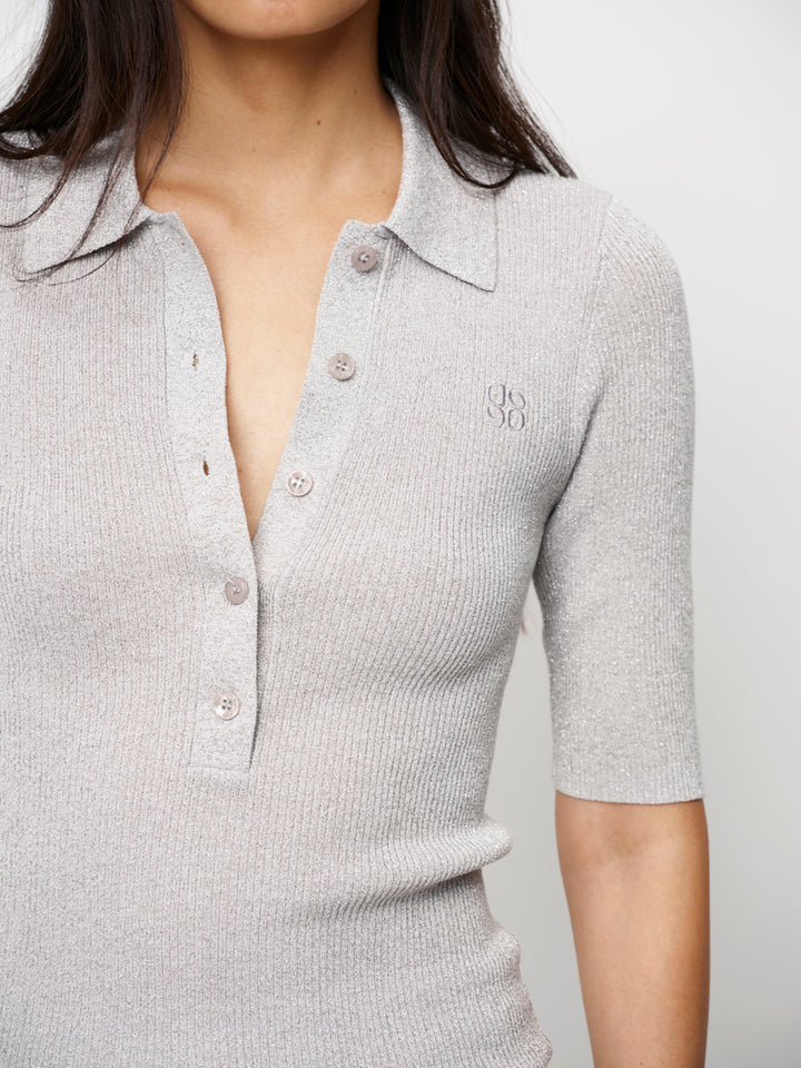 Dante6 - Fayza metallic knitted polo-detailfoto