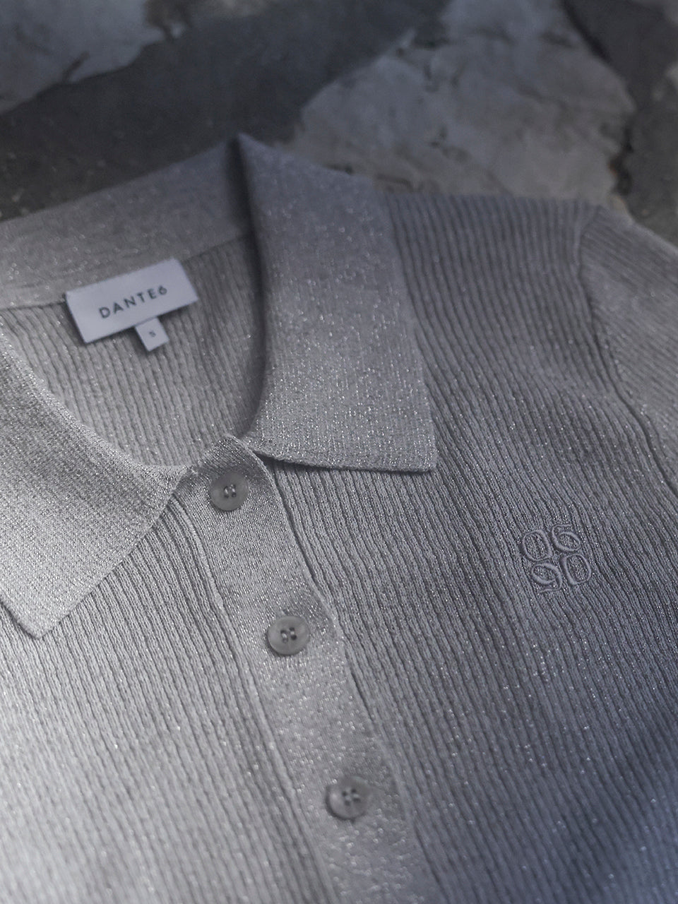 Dante6 - Fayza metallic knitted polo-detailfoto stof