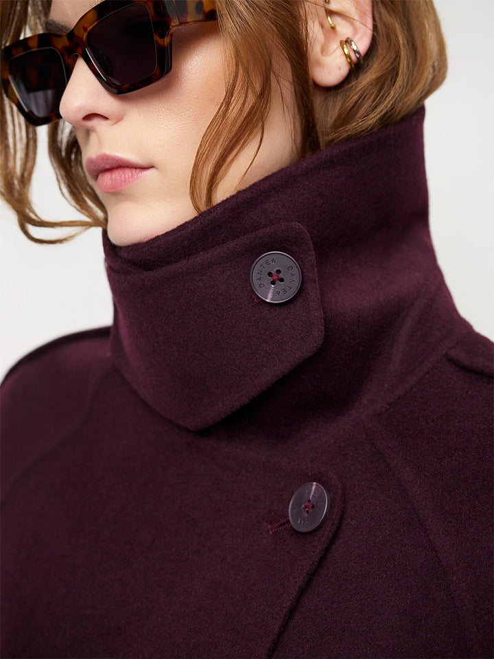Dante6 - Haven fringe wool coat-detailfoto kraag