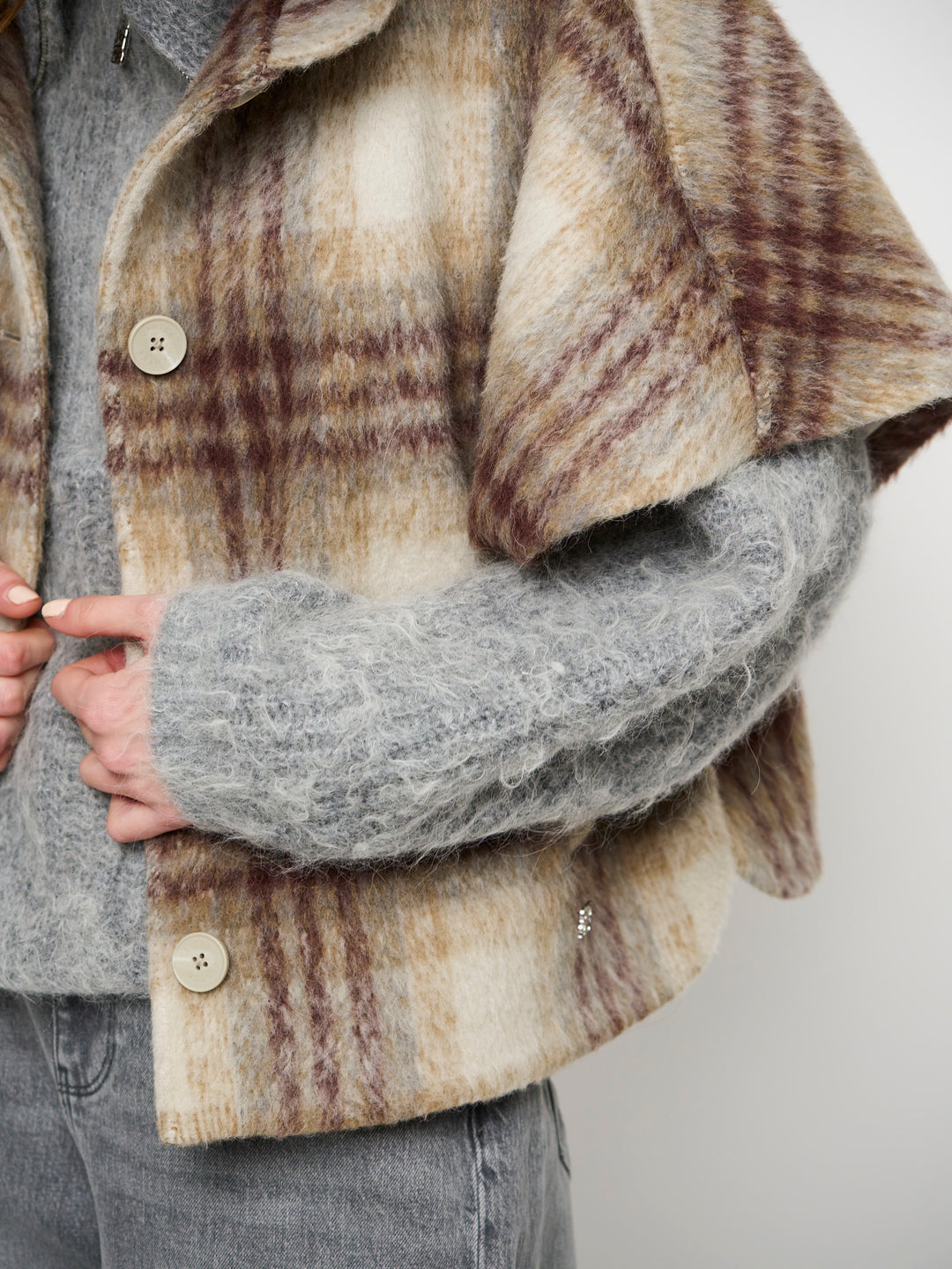 Dante6 - Lunetta Check Cape Coat-detailfoto
