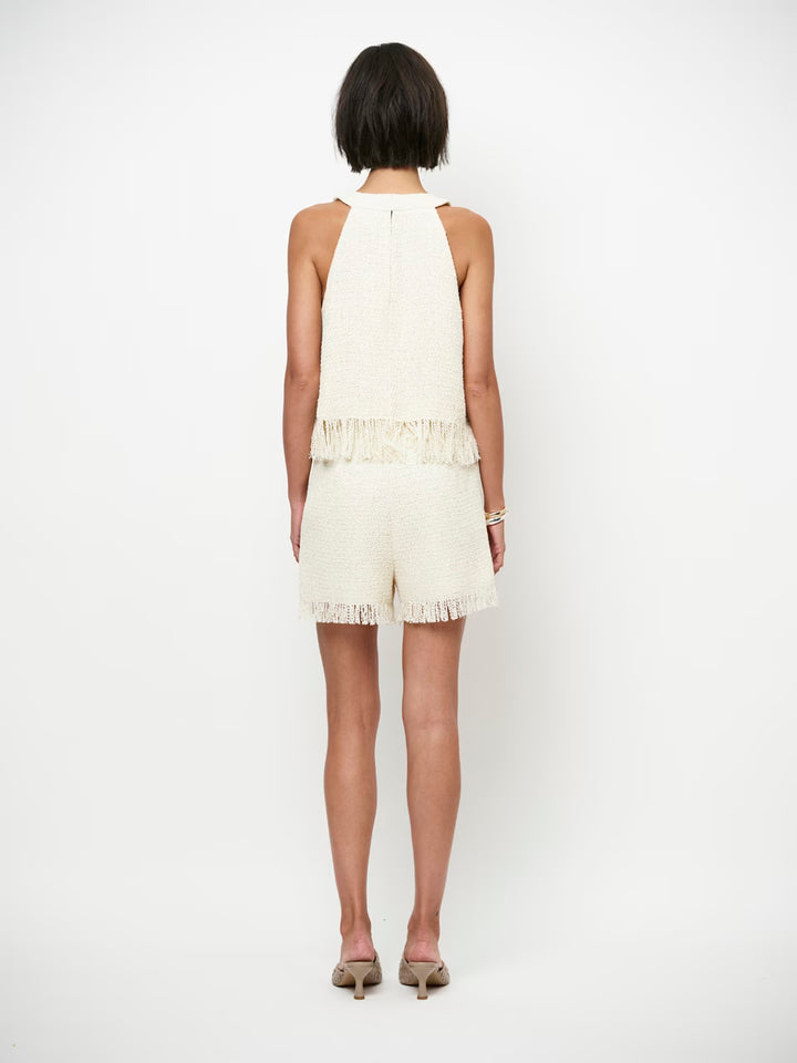 Dante6 - Nolise fringe bouclé halter top-achteraanzicht