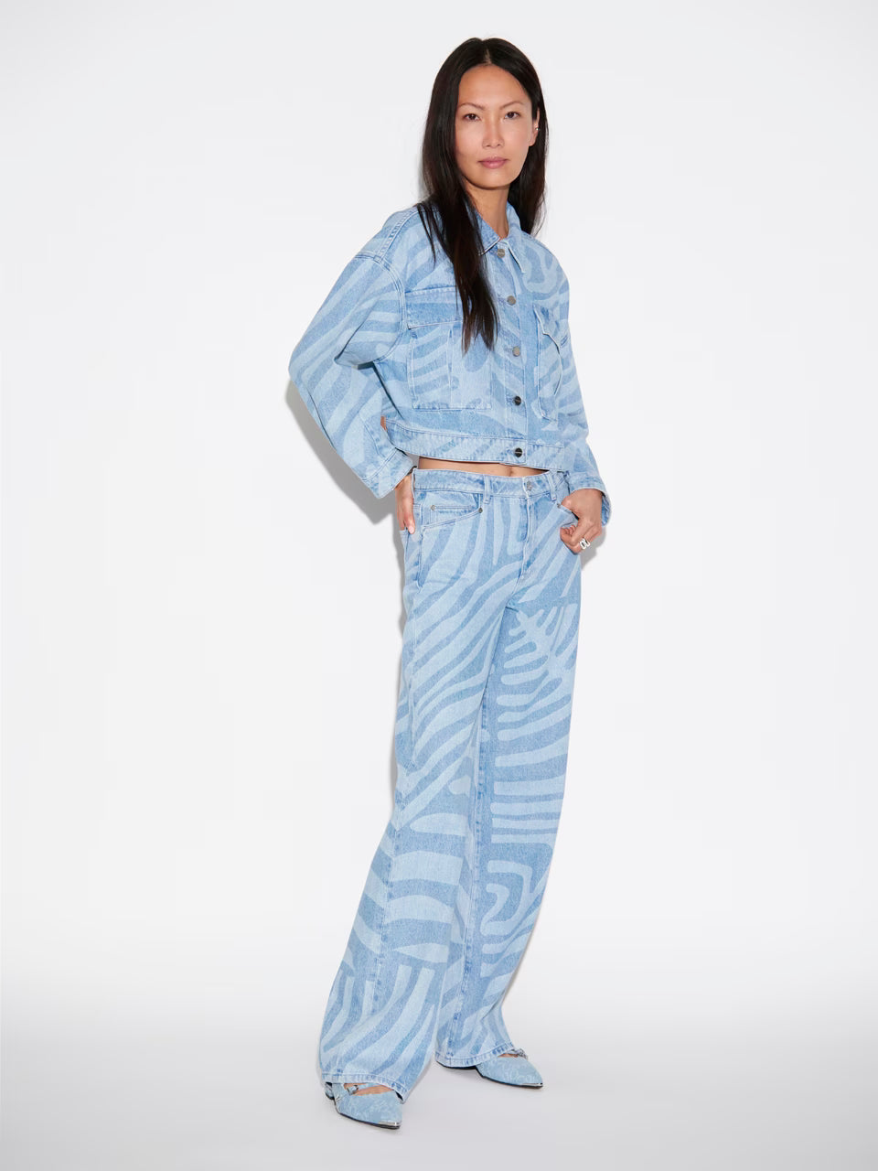 Dante6 - Nuit wide leg printed jeans-zijaanzicht