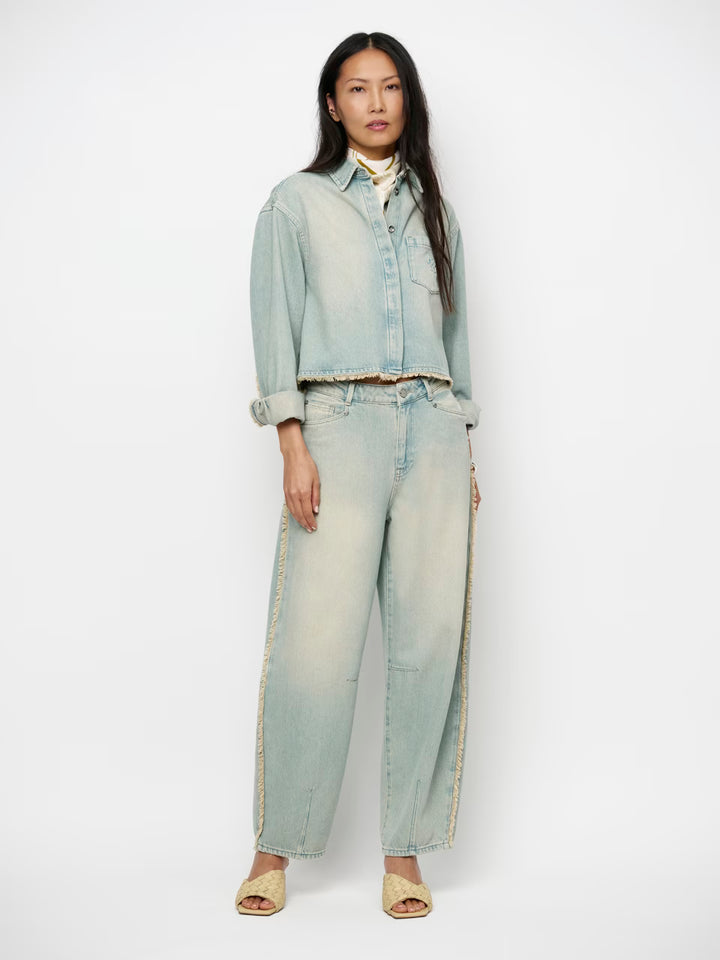 Dante6 - blane fringed denim shirt-voorzijde