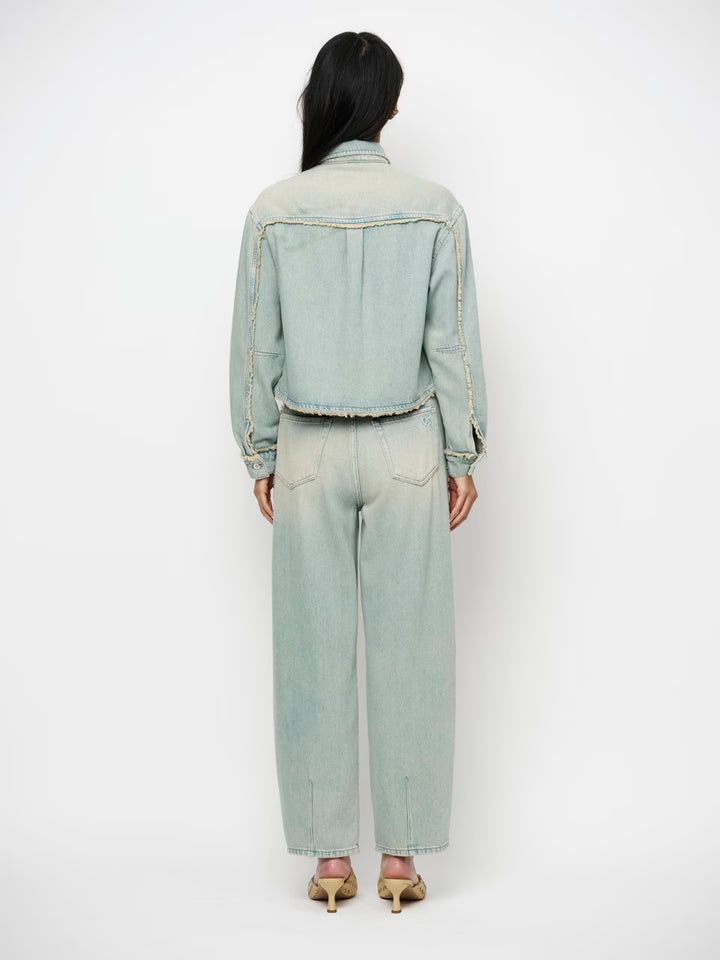 Dante6 - blane fringed denim shirt-achteraanzicht