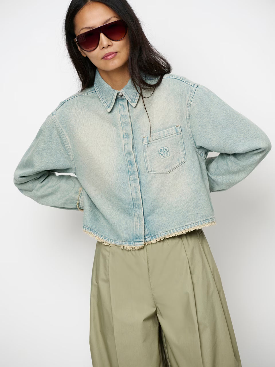 Dante6 - blane fringed denim shirt-voorkant