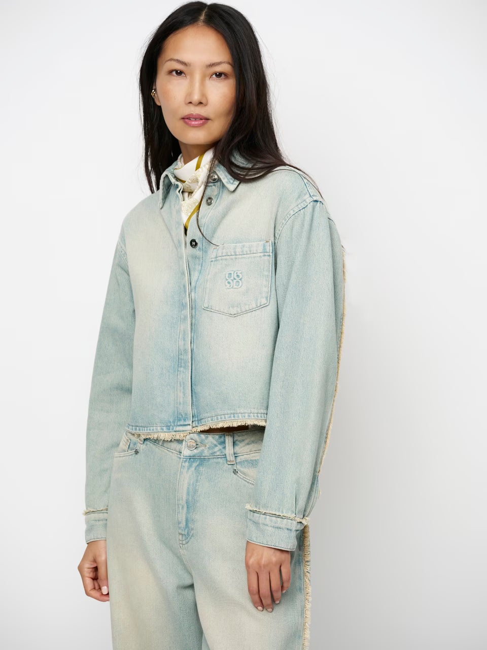 Dante6 - blane fringed denim shirt-vooraanzicht