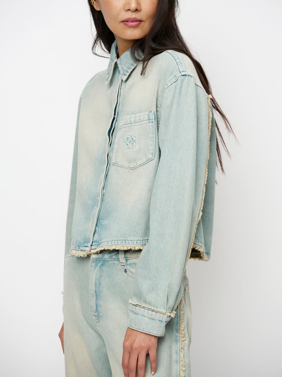 Dante6 - blane fringed denim shirt-zijaanzicht