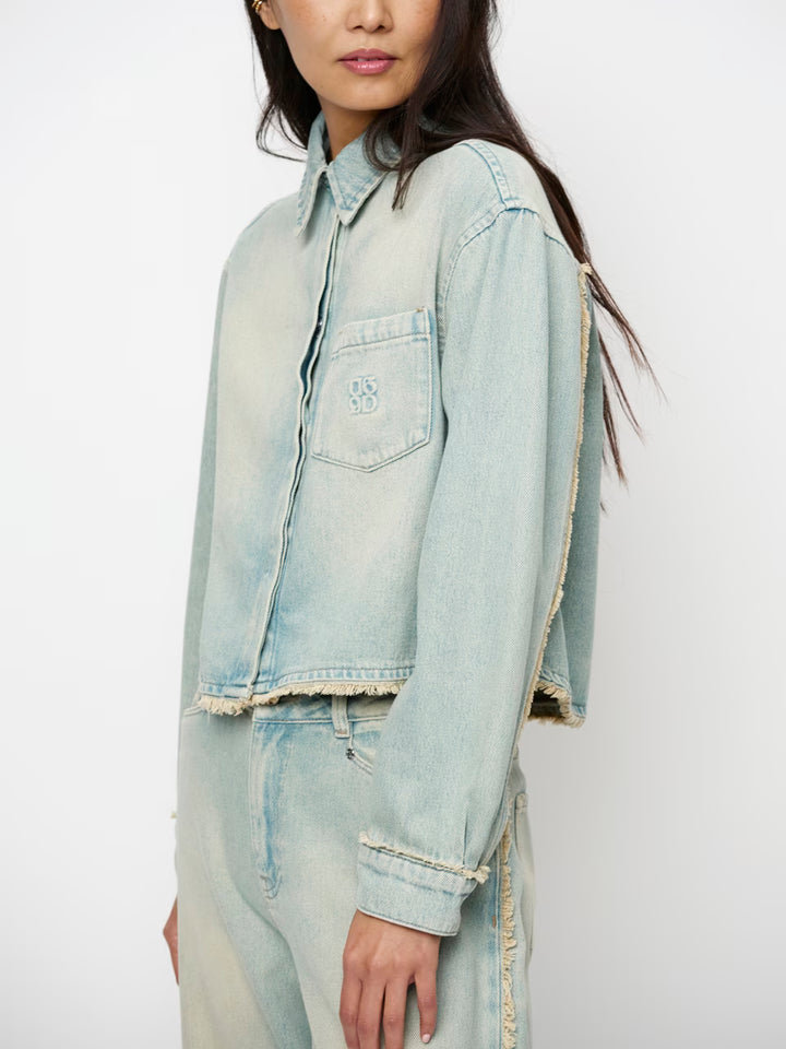 Dante6 - blane fringed denim shirt-zijaanzicht