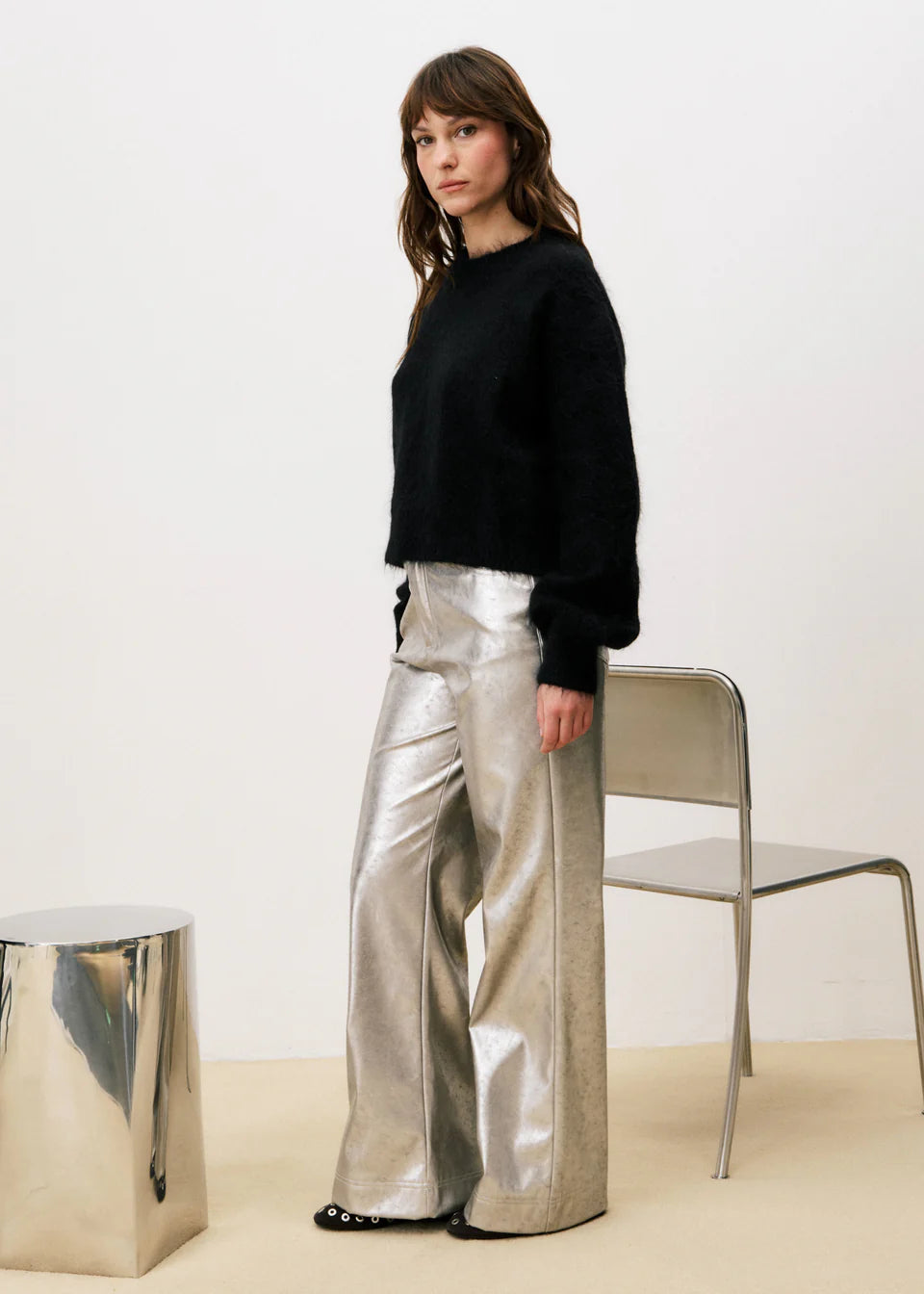 FRNCH - Cristalle Pants Silver-zijaanzicht