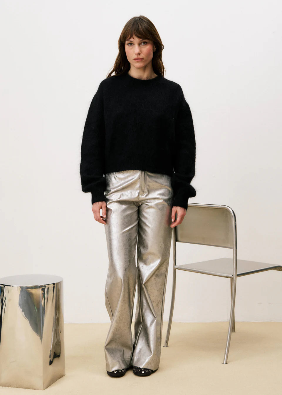 FRNCH - Cristalle Pants Silver-voroaanzicht