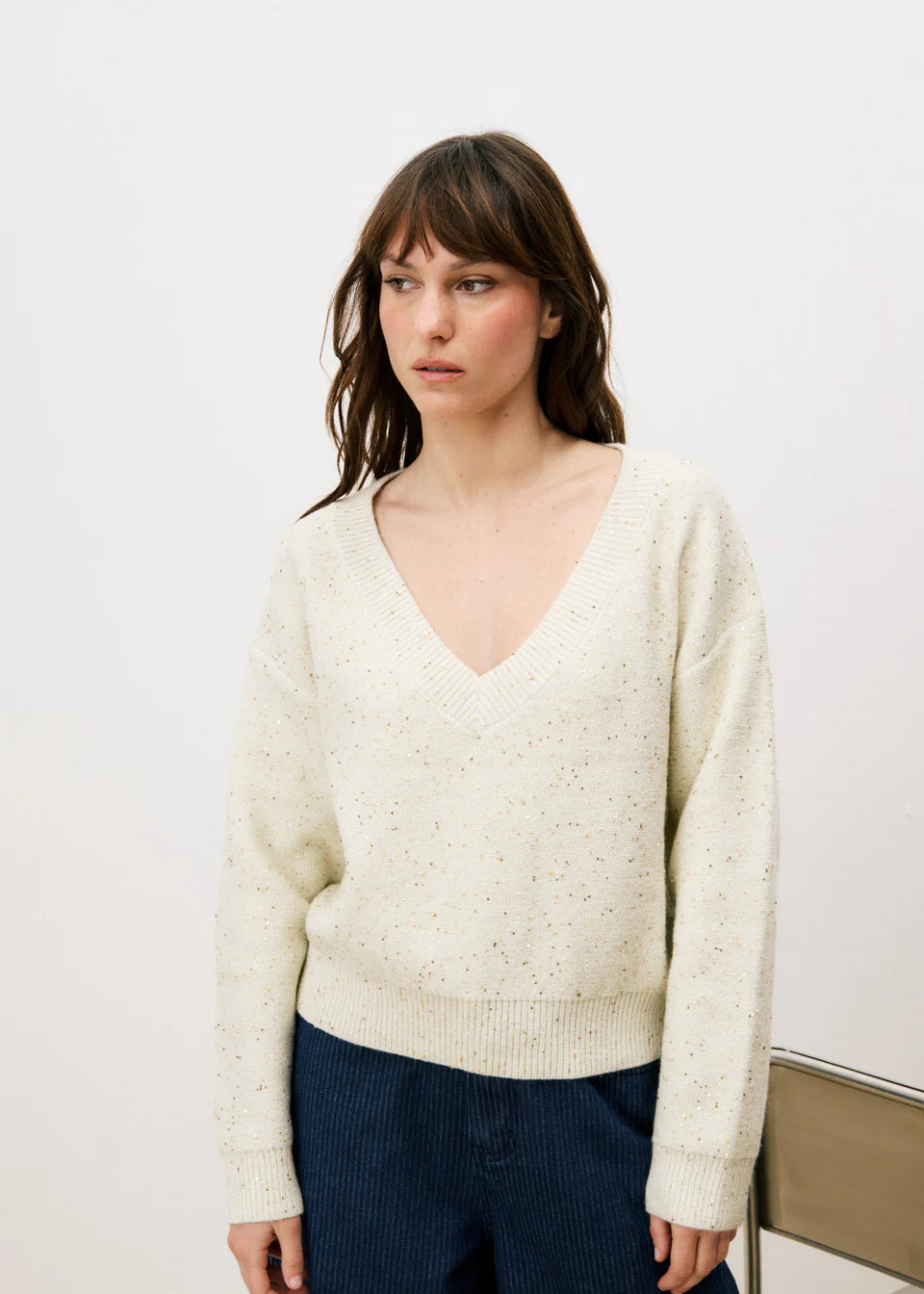 FRNCH - Ornelle Sweater Cream-detailfoto
