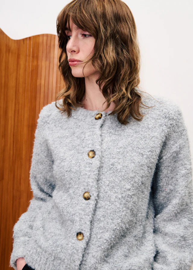 FRNCH - Selkirk Cardigan Gris-detailfoto