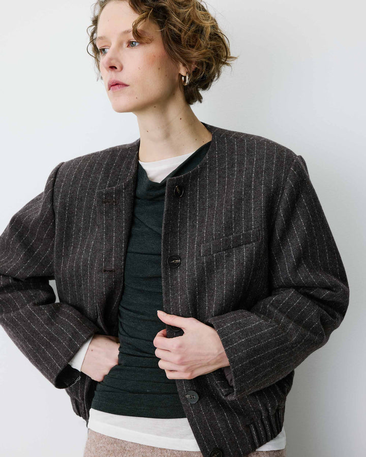 Grace&Mila - Wool blend pinstripe blazer Bruna-voorzijde